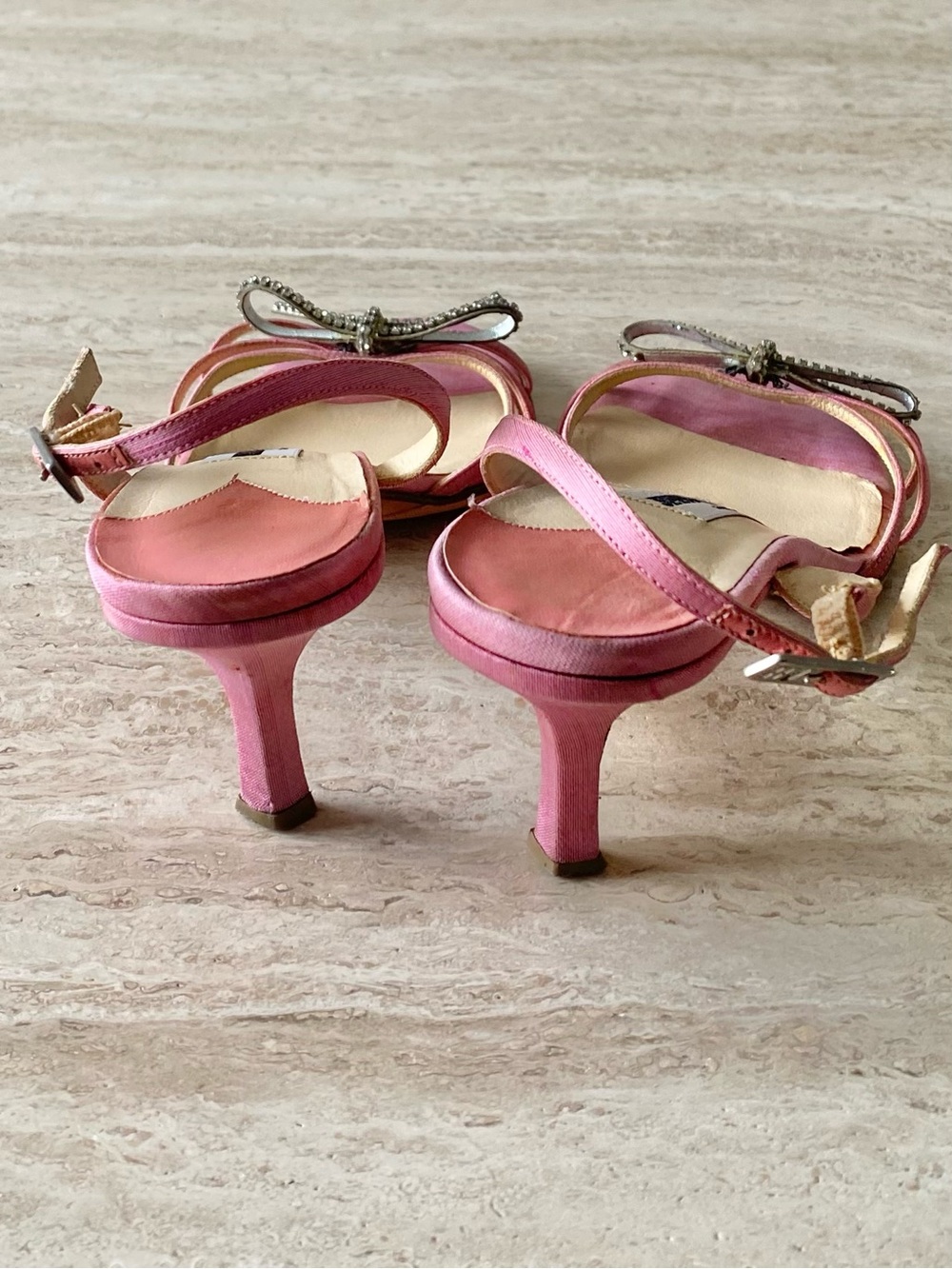 Vintage Jimmy Choo Crystal Bow Slingback Sandal Heels - Picture 9 of 11